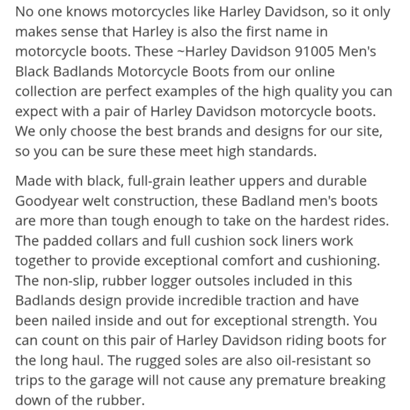 Harley Davidson Badlands Motorcycle Boots Black Leather Lace Up Men\'s Size 9 main image 7